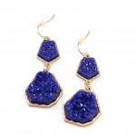 Electric Blue Geometric Druzy Stone Earrings